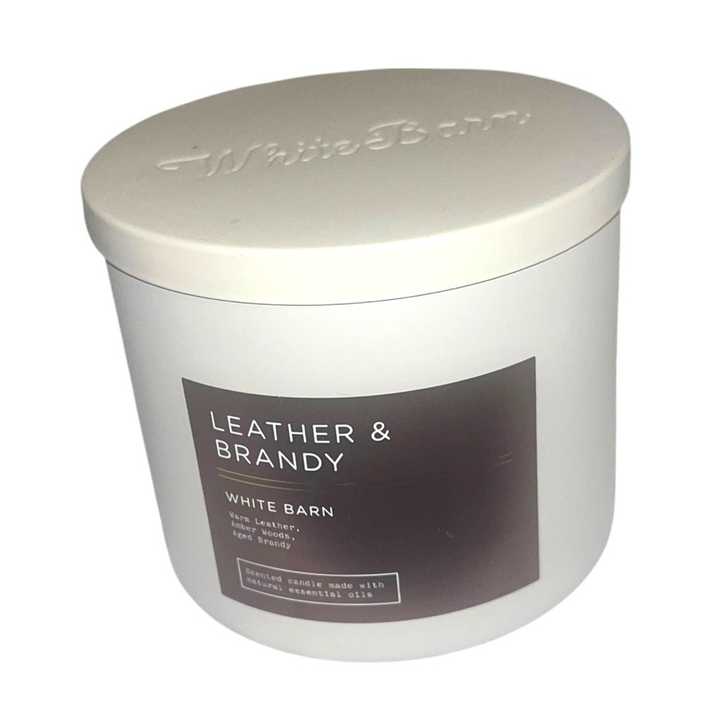 Bath & Body Works LEATHER & BRANDY 3-Wick w/ Natural Essential Oils Candle 14.5 - Picture 1 of 1